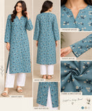 Muted Blue Floral Printed Kurti | DCKB04