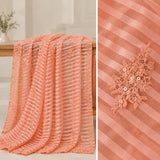 Peach Embroidered Chiffon Three-Piece Suit | DCF0001