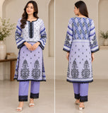 Lilac Cotton Three-Piece Suit with Black Lace | DC2041