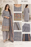Grey Floral Embroidered Three-Piece Suit with Chiffon Dupatta | DC2051