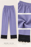 Lilac Cotton Three-Piece Suit with Black Lace | DC2041
