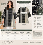 Black and Cream Geometric Cotton Kurti | DCKB03