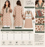 Cream and Red Floral Cotton Kurti | DCKB07