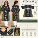 Black Floral Kurti with Olive Side Panels | DCKB06