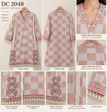 Blush Pink Checked Cotton Three-Piece Suit with Floral Dupatta | DC2048
