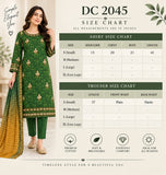 Green Embroidered Cotton Three-Piece Suit | DC2045