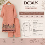 Peach Cotton Three-Piece Suit with Floral Embroidery | DC3038