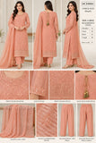 Peach Embroidered Chiffon Three-Piece Suit | DCF0001