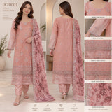 Dusty Pink Embroidered Chiffon Three-Piece Suit | DCF0003