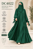 Emerald Green Tiered Four-Piece Abaya Set | DC4022