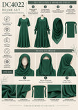 Emerald Green Tiered Four-Piece Abaya Set | DC4022