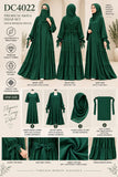 Emerald Green Tiered Four-Piece Abaya Set | DC4022