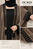Taupe and Black Pearl-Embellished Abaya Set | DC4024