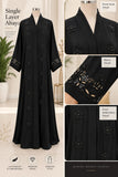 Black Floral Beaded Abaya with Contrast Cuffs | DC2043