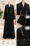 Black and Gold Floral Beaded Abaya with Headscarf | DC2042