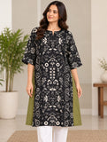 Black Floral Kurti with Olive Side Panels | DCKB06