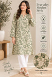 Sage Green Floral Cotton Kurti | DCKB08