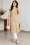 Plain Beige Collared Kurti | DCKB16