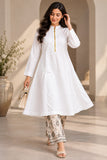 White Cotton Linen Kurti with Gold-Tone Zip | DCKB21
