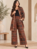 Brown Geometric Print Cotton Co-ord Set | DCK2074