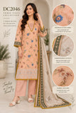 Peach Floral Cotton Three-Piece Suit with Embroidered Dupatta | DC2046