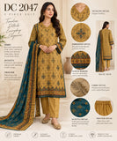 Mustard Embroidered Cotton Three-Piece Suit with Teal Dupatta | DC2047