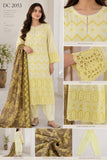 Lemon Yellow Appliqué Cotton Three-Piece Suit with Floral Dupatta | DC2053