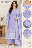 Lilac Floral Embroidered Cotton Three-Piece Suit | DC2055