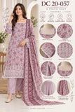 Mauve Floral Embroidered Cotton Three-Piece Suit | DC20-057