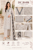 Light Grey Floral Embroidered Cotton Three-Piece Suit | DC20-058