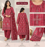 DC20-060 Deep Red Embroidered Cotton Three-Piece Suit