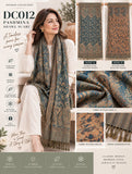 DC012 Reversible Teal & Tan Floral Paisley Shawl Scarf