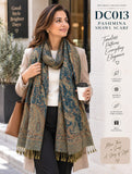 DC013 Reversible Teal & Tan Paisley Shawl Scarf