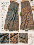 DC012 Reversible Teal & Tan Floral Paisley Shawl Scarf