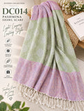 DC014 Pale Green & Lilac Paisley Border Shawl Scarf