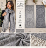 DC016 Reversible Grey & Charcoal Paisley Shawl Scarf