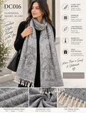 DC016 Reversible Grey & Charcoal Paisley Shawl Scarf