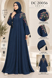 Navy Blue Nida Open Abaya with Floral Embroidery – DC20056
