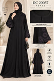 Black Nida Abaya with Embroidered Scalloped Sleeves – DC20057