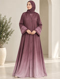 Mauve Ombré Open Abaya with Embroidered Cuffs – DC20059