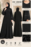 Black Nida Abaya with Diagonal Beadwork & Lace Sleeve Details – DC20058