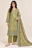 DC20-64 Olive Green Floral Cotton Three-Piece Suit