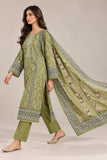 DC20-64 Olive Green Floral Cotton Three-Piece Suit