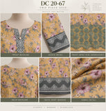 DC20-67 Mustard Floral Embroidered Three-Piece Suit