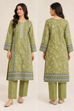 DC20-64 Olive Green Floral Cotton Three-Piece Suit