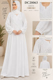DC20063 White Abaya with Chevron Detailing