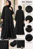 DC20061 Black Button-Front Open Abaya