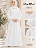 DC20063 White Abaya with Chevron Detailing