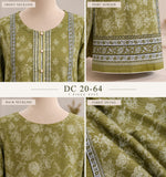 DC20-64 Olive Green Floral Cotton Three-Piece Suit