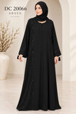 Black Abaya with Decorative Trim & Tassel Cuffs – DC20066